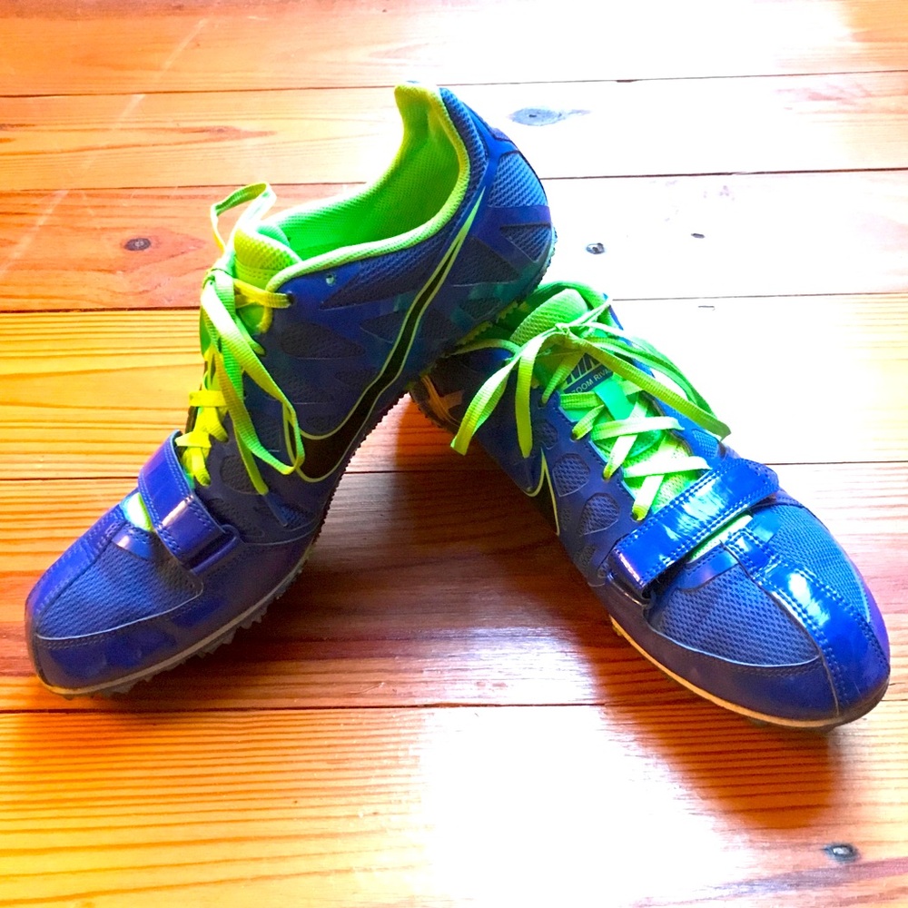 Nike Blue and Green Zoom Rival 456812-403 Running Spikes Sprint Shoes, EUC, 11
